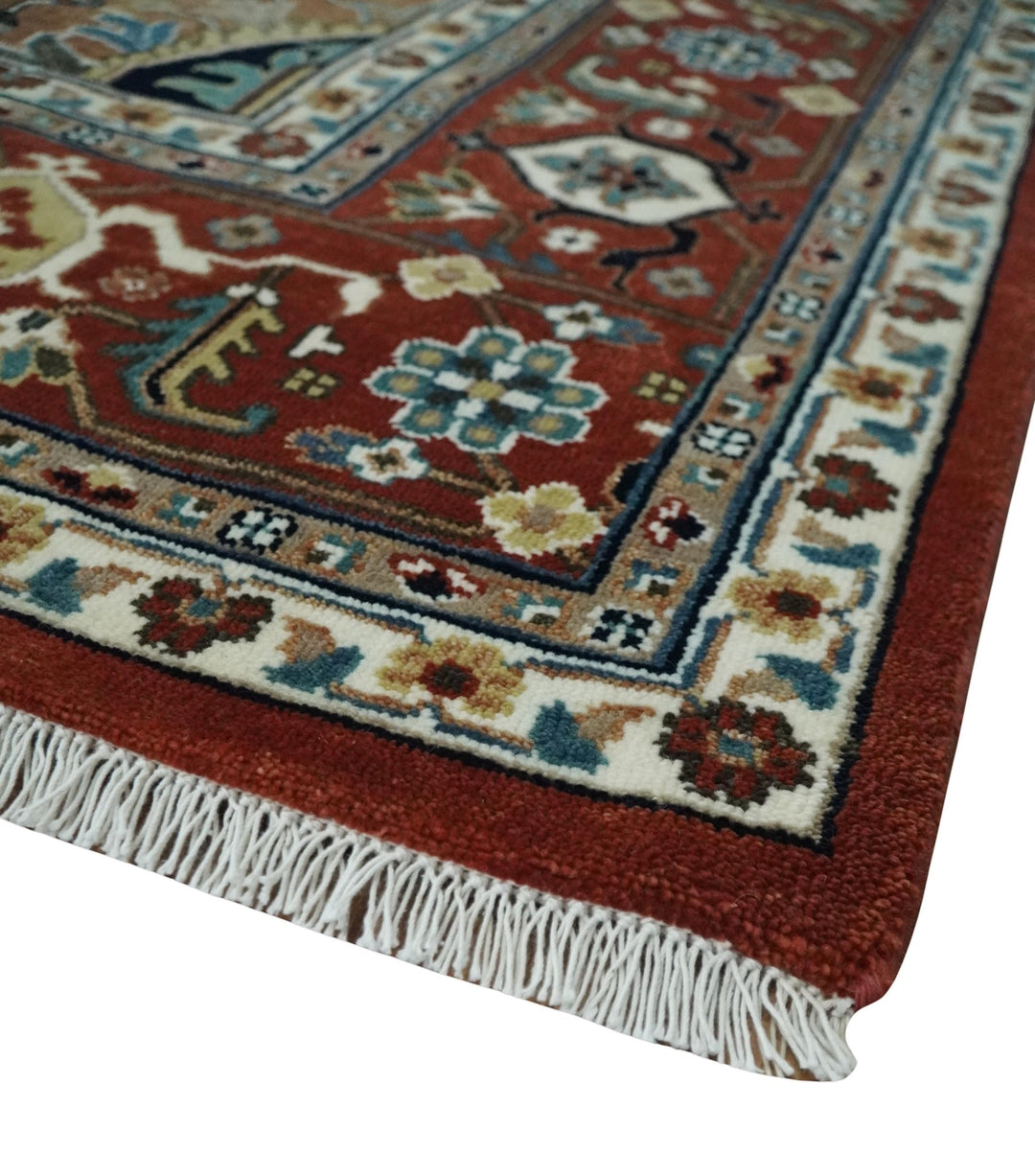 Fine Hand Knotted Brown and Ivory 8x10 and 9x12 Traditional Wool Area Rug - The Rug Decor