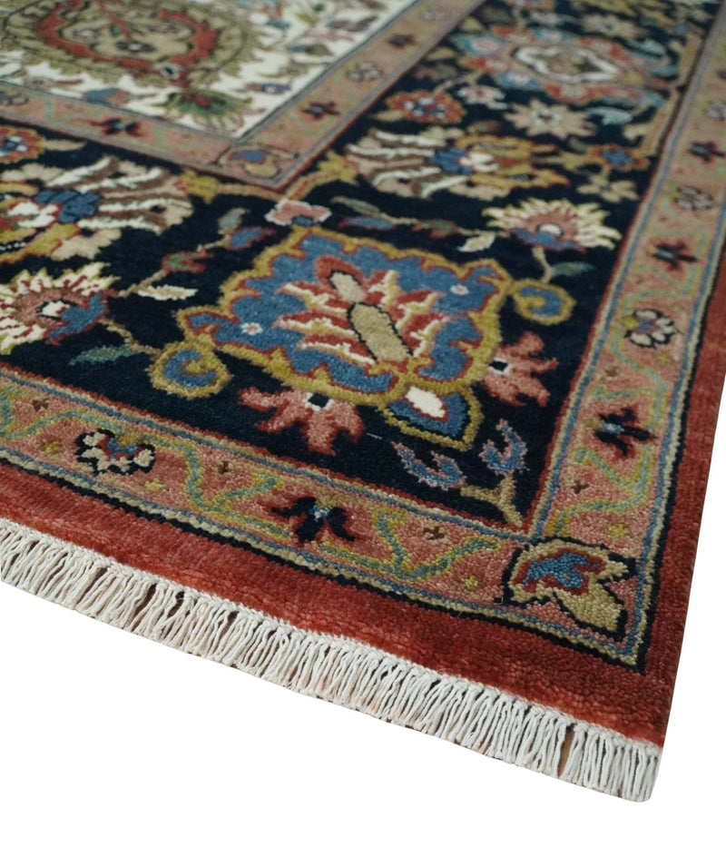 Fine Hand Knotted Brown, Ivory and Black 8x10 and 10x14 Traditional Wool Rug - The Rug Decor