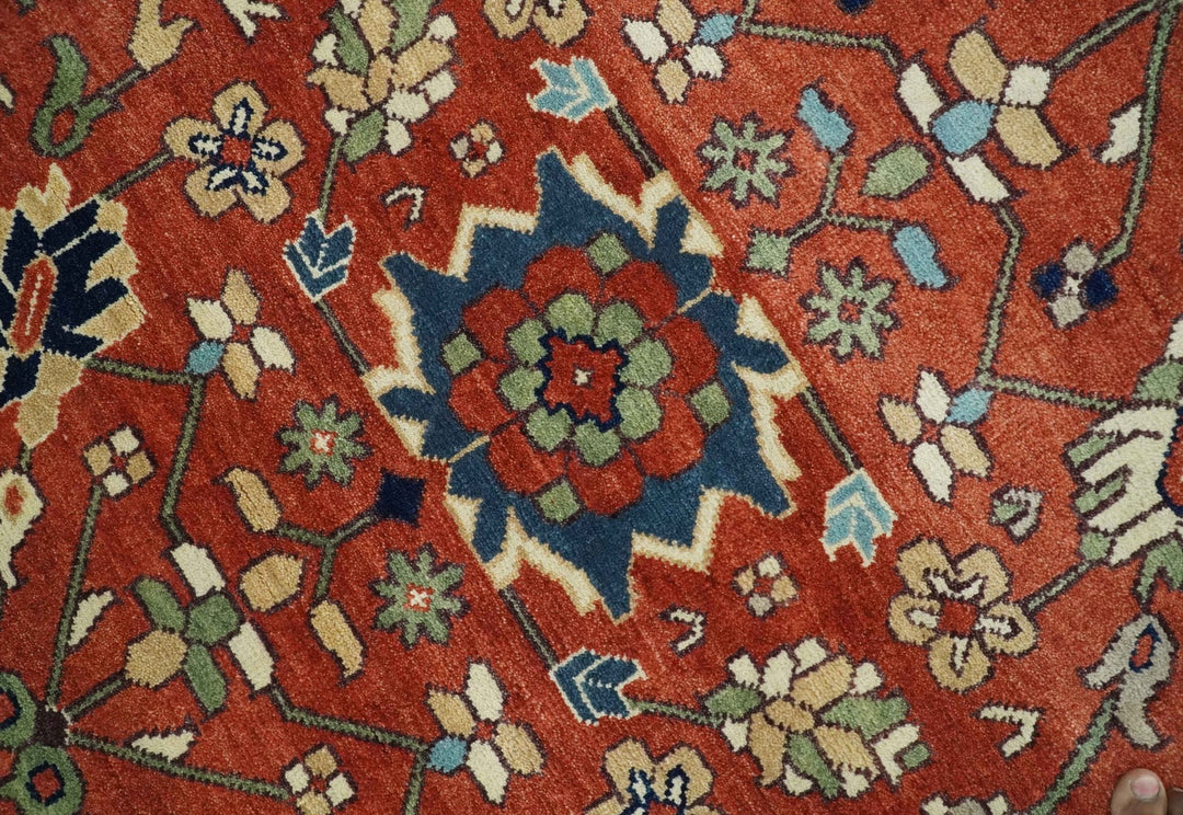Fine Hand Knotted Rust and Ivory 9x12 Traditional Wool Area Rug - The Rug Decor