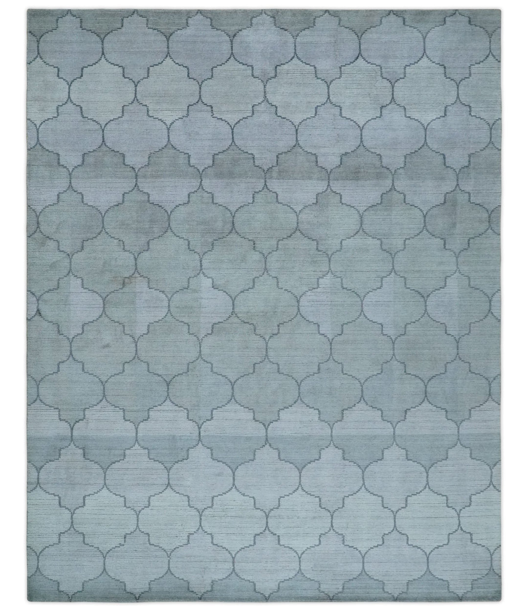 Fine Hand Loomed 8x10 Silver, Gray and Charcoal Geometrical Modern Geometric Trellis Art Silk Area Rug | AE18810 - The Rug Decor
