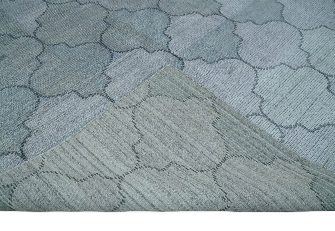 Fine Hand Loomed 8x10 Silver, Gray and Charcoal Geometrical Modern Geometric Trellis Art Silk Area Rug | AE18810 - The Rug Decor