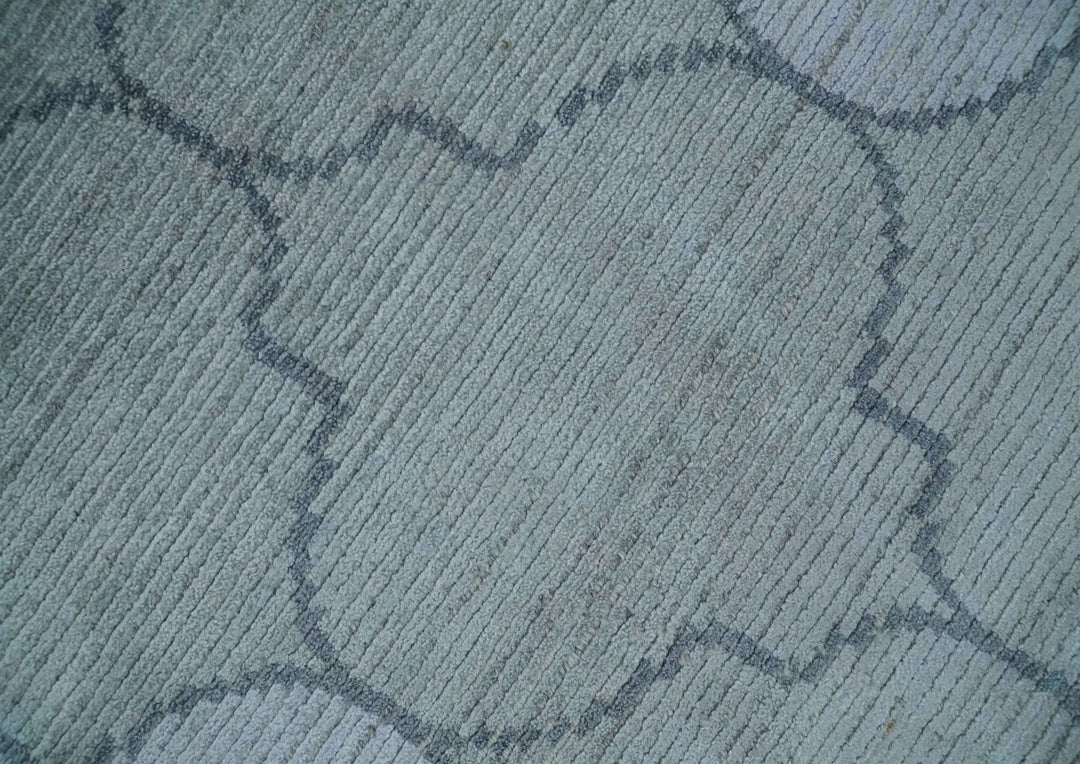 Fine Hand Loomed 8x10 Silver, Gray and Charcoal Geometrical Modern Geometric Trellis Art Silk Area Rug | AE18810 - The Rug Decor