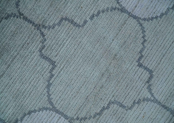 Fine Hand Loomed 8x10 Silver, Gray and Charcoal Geometrical Modern Geometric Trellis Art Silk Area Rug | AE18810 - The Rug Decor