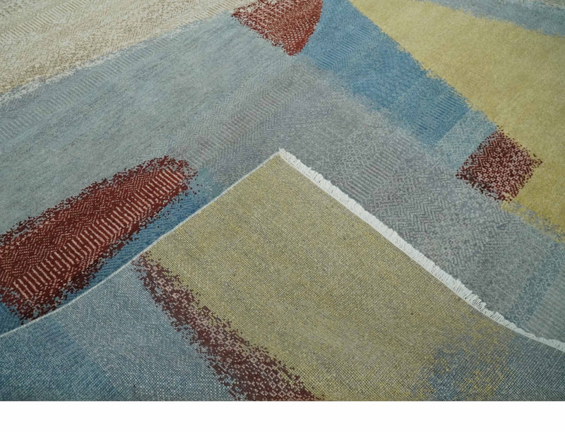 Fine Modern Geometric 8x10 Hand Knotted Multicolor Abstract Wool Area Rug, Kids, Living Room and Bedroom Rug | AC46810 - The Rug Decor