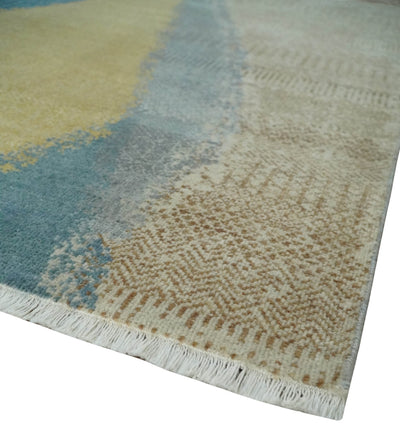 Fine Modern Geometric 8x10 Hand Knotted Multicolor Abstract Wool Area Rug, Kids, Living Room and Bedroom Rug | AC46810 - The Rug Decor