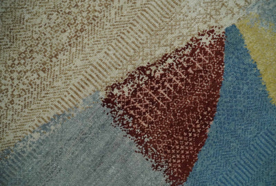 Fine Modern Geometric 8x10 Hand Knotted Multicolor Abstract Wool Area Rug, Kids, Living Room and Bedroom Rug | AC46810 - The Rug Decor