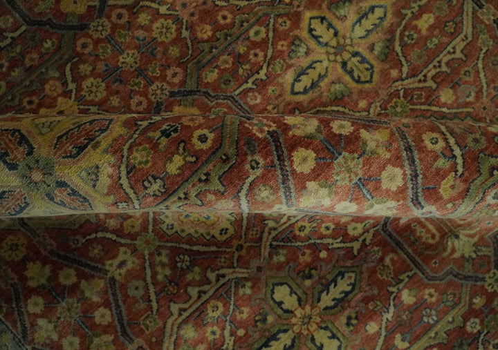 Fine Serapi Hand Knotted 9x12 Rust, Charcoal and Beige Traditional Antique Wool Area Rug - The Rug Decor