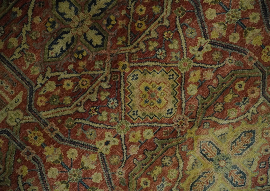 Fine Serapi Hand Knotted 9x12 Rust, Charcoal and Beige Traditional Antique Wool Area Rug - The Rug Decor