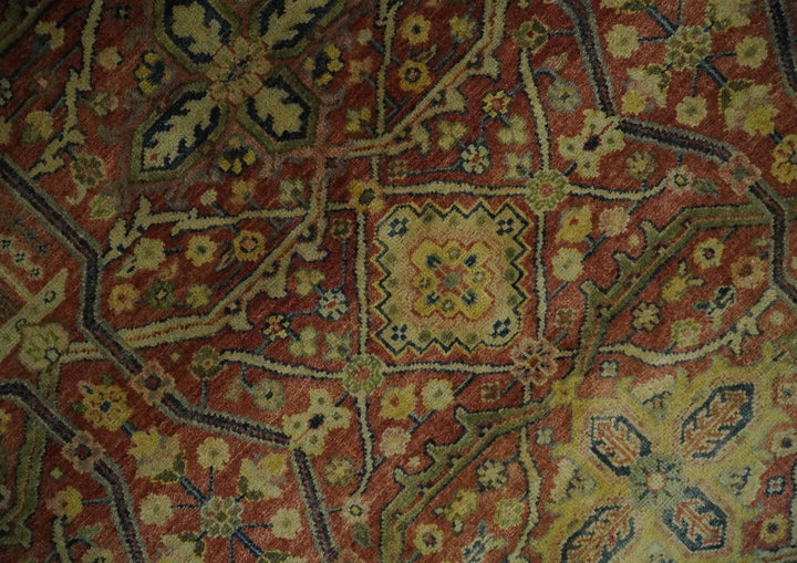 Fine Serapi Hand Knotted 9x12 Rust, Charcoal and Beige Traditional Antique Wool Area Rug - The Rug Decor