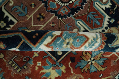 Fine Traditional Floral Hand knotted Brown, Aqua and Black 8x10 wool Area Rug - The Rug Decor