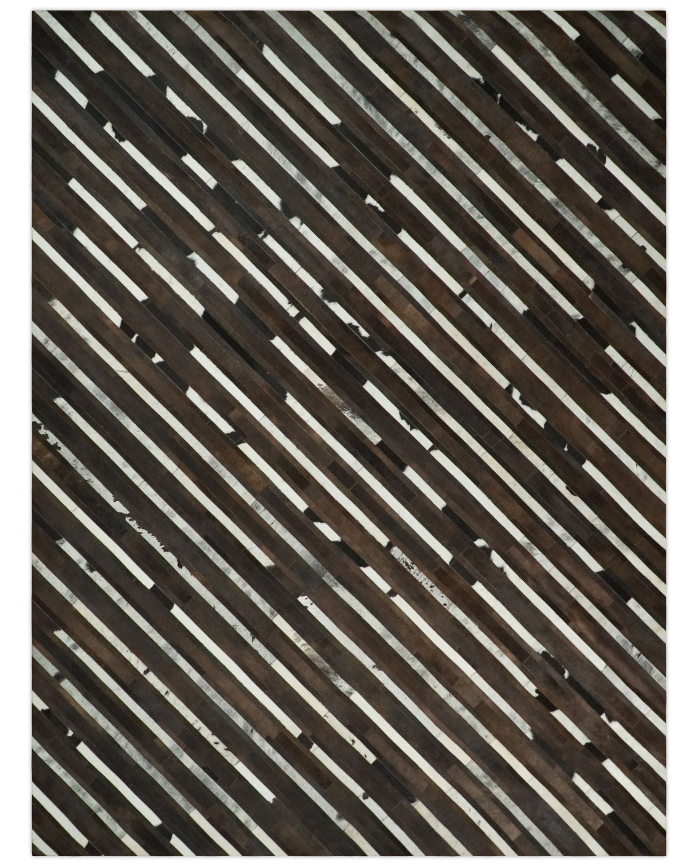 Flatweave Hairon Genuine Leather 5x8, 8x10 and 9x12 Brown Tan and Ivory Area Rug | LR16 - The Rug Decor