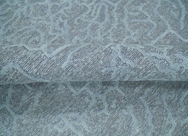 Flatwoven 8x10 Hand Made Silver Modern Minimalist Art Silk and Wool Rug - The Rug Decor