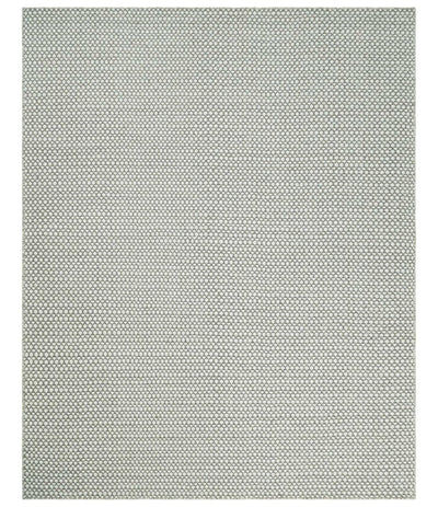 Flatwoven Dhurrie 8x10 and 9x12 Modern Checkered Gray and Ivory Wool Area Rug, Layering Rug | TRDCP832 - The Rug Decor
