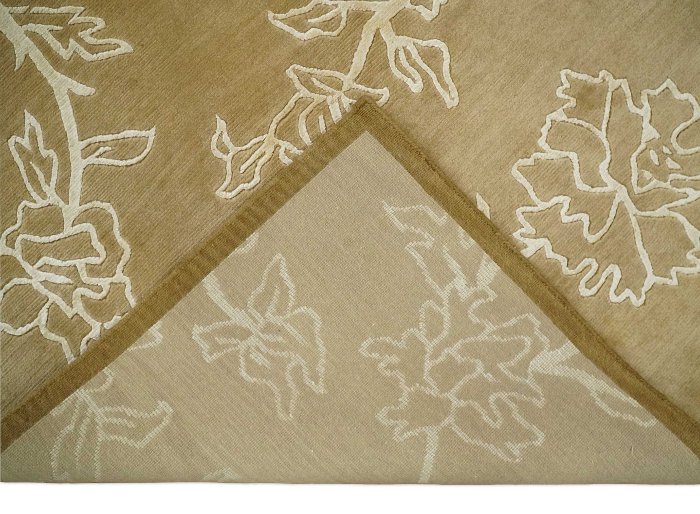 Floral 6x8 Brown and Ivory Wool and Silk Hand Woven Rug | HL6 - The Rug Decor