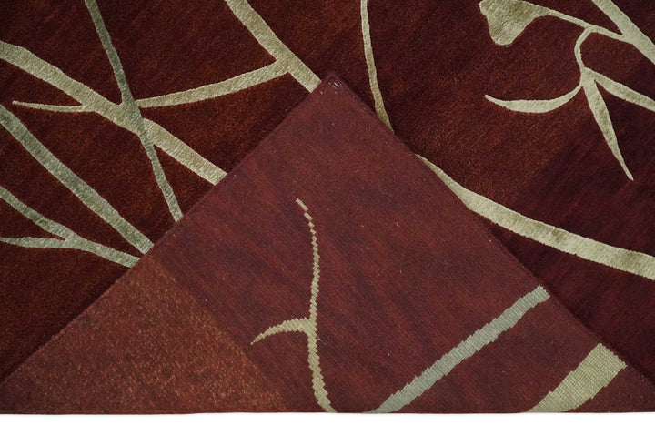 Floral 6x8 Rust and Gold Natural Farmhouse Wool and Silk Hand Woven Rug | HL2 - The Rug Decor