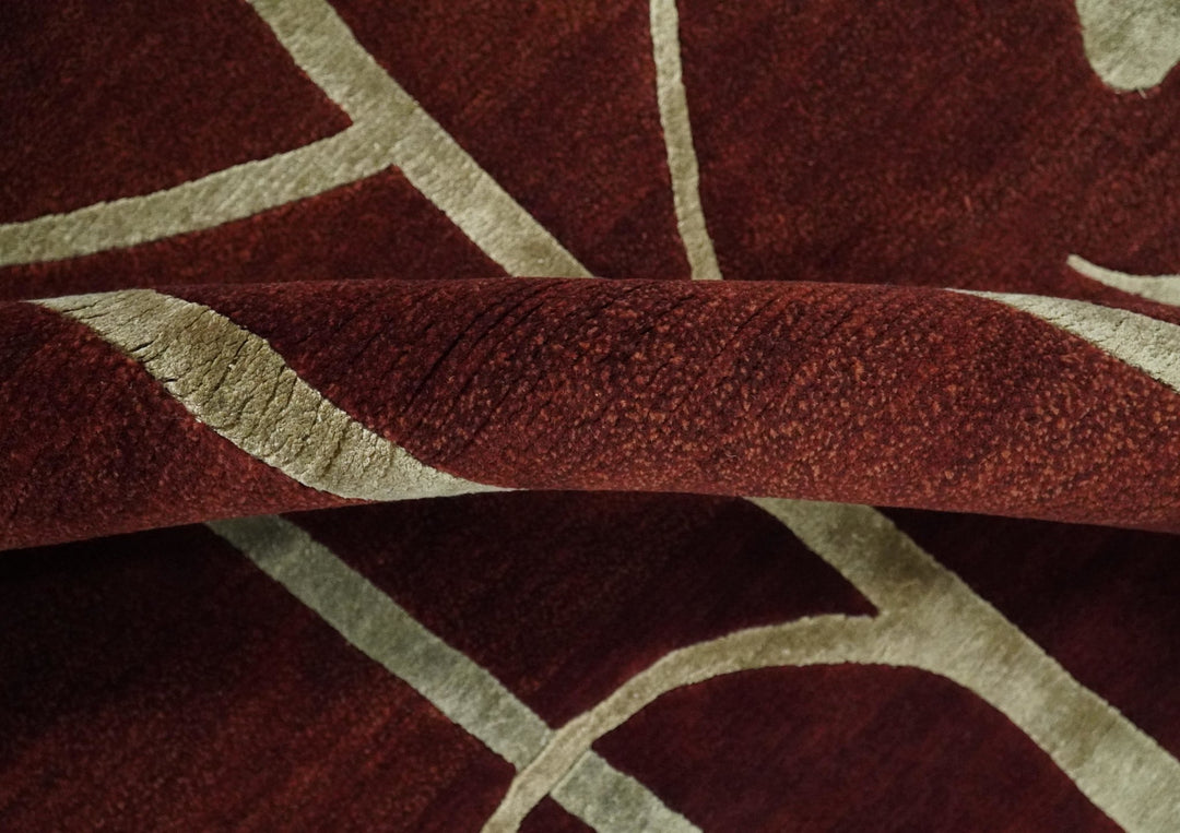 Floral 6x8 Rust and Gold Natural Farmhouse Wool and Silk Hand Woven Rug | HL2 - The Rug Decor