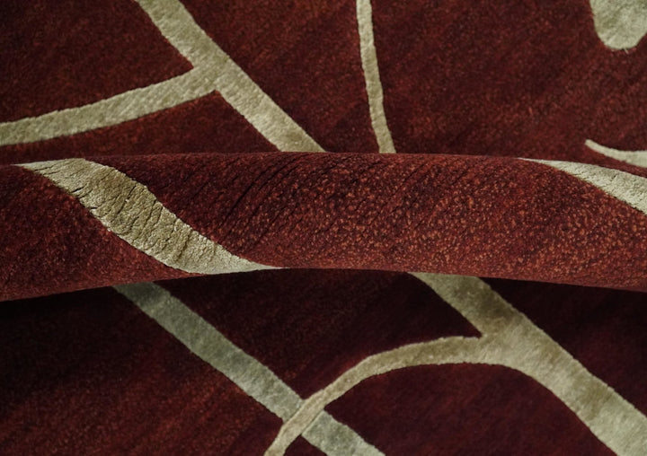 Floral 6x8 Rust and Gold Natural Farmhouse Wool and Silk Hand Woven Rug | HL2 - The Rug Decor