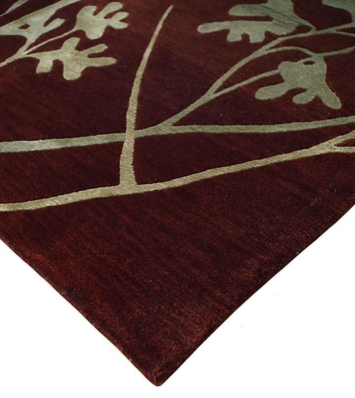 Floral 6x8 Rust and Gold Natural Farmhouse Wool and Silk Hand Woven Rug | HL2 - The Rug Decor