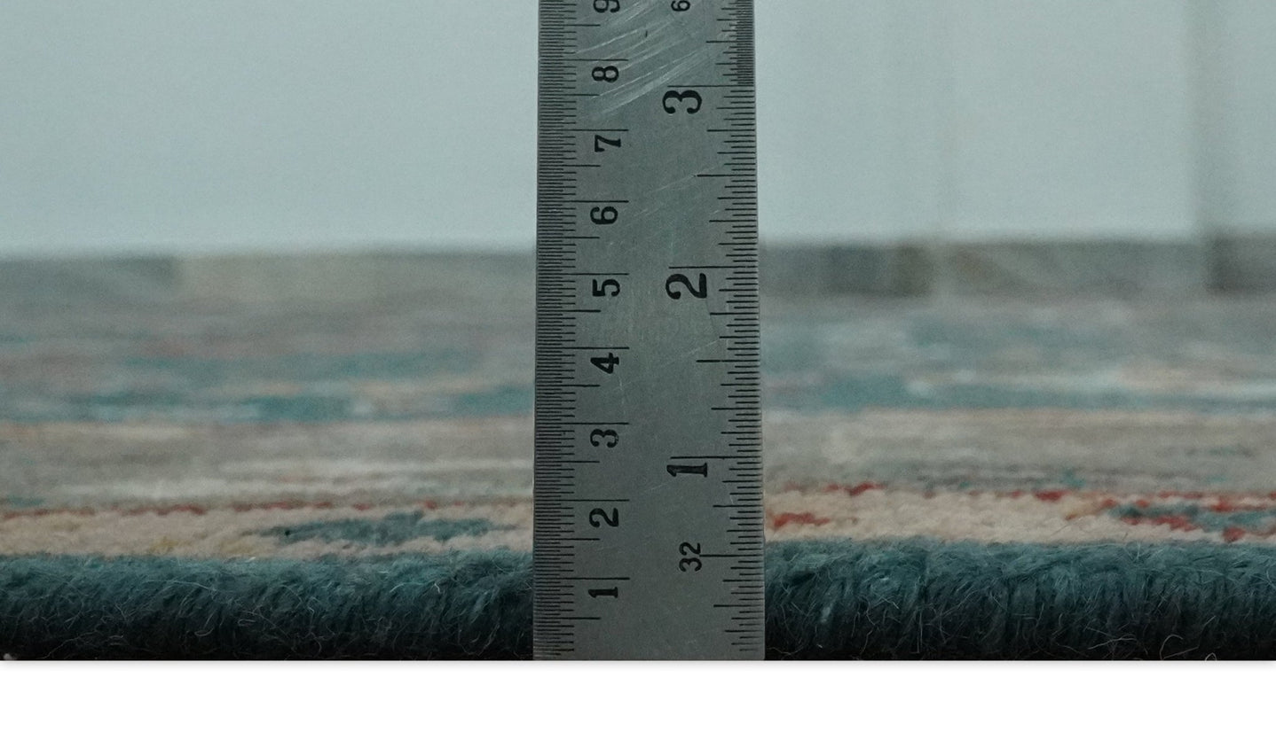 Floral Teal, Camel and Brown Hand Knotted Oriental Oushak Multi Size wool Area Rug - The Rug Decor