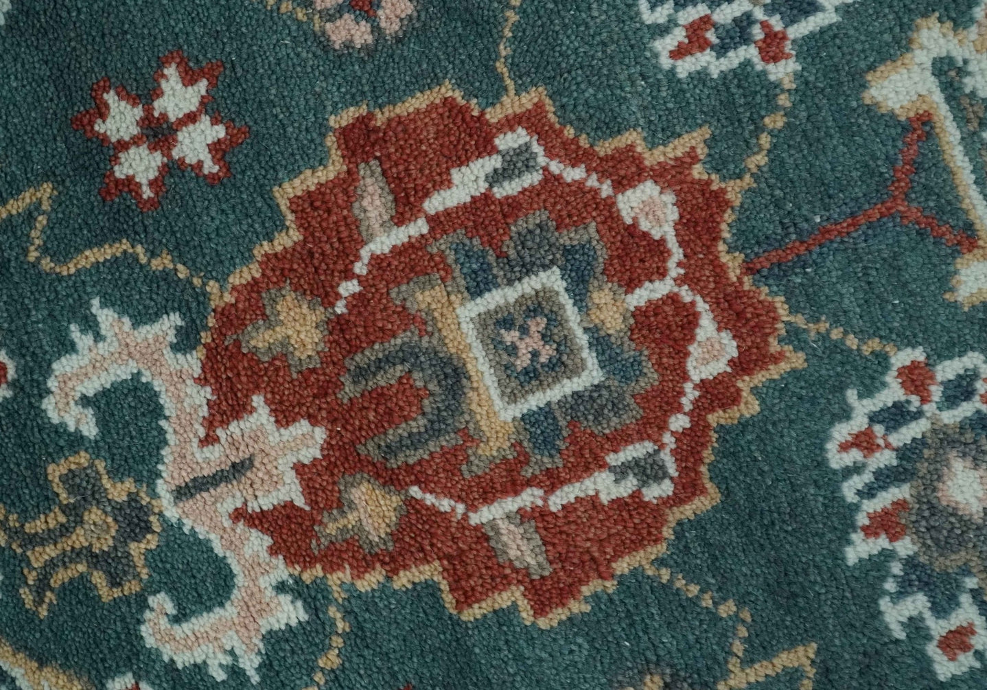 Floral Teal, Camel and Brown Hand Knotted Oriental Oushak Multi Size wool Area Rug - The Rug Decor