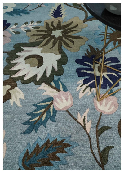 Flowers Blue With Multicolor Floral Design Style Rug, Kids Rugs - The Rug Decor