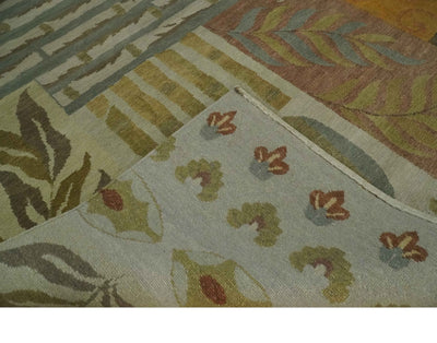 Geometrical Shape Traditional Floral Olive, Ivory, Brown and Gray 5x8 Hand Knotted Wool Area Rug - The Rug Decor