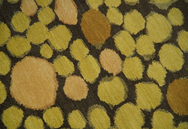 Gold and charcoal Dot 5.6x7 Hand loom wool and art silk Area Rug - The Rug Decor