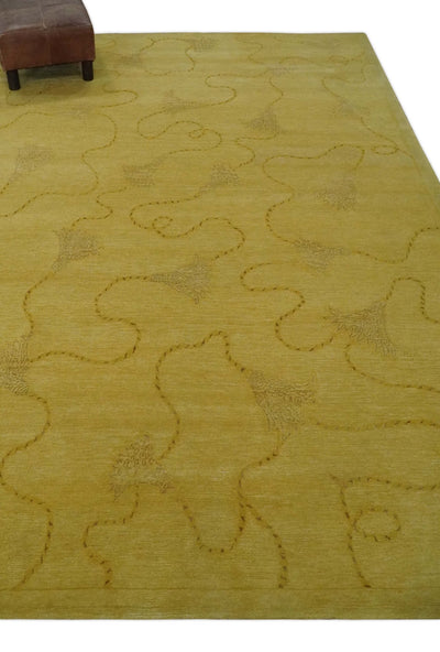 Gold Hand knotted contemporary 6x9 wool And Art Silk Area Rug - The Rug Decor