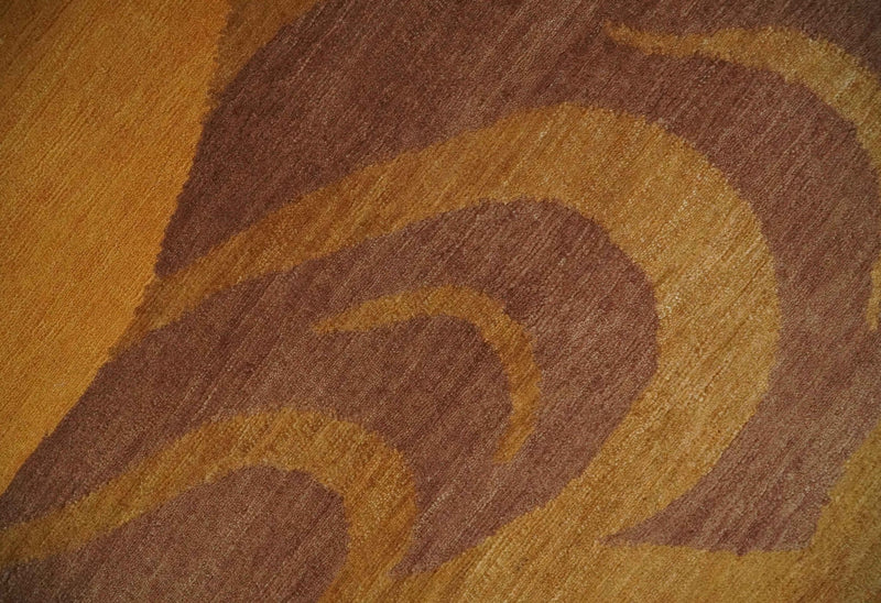 Gold, Rust and Brown Modern abstract 5x8 Handloom Wool Area Rug - The Rug Decor