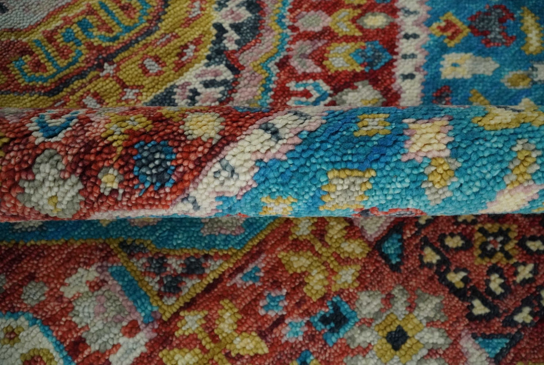 Gold, Rust, Blue Traditional Medallion Hand knotted 6x9 wool Area rug - The Rug Decor