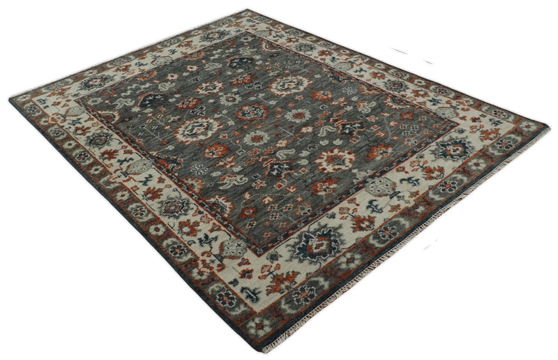 Gray and Beige 3x5, 4x6, 5x8, 6x9, 8x10, 9x12, 10x14 and 12x15 Hand Knotted Traditional Persian Oushak Wool Rug | TRDCP713 - The Rug Decor
