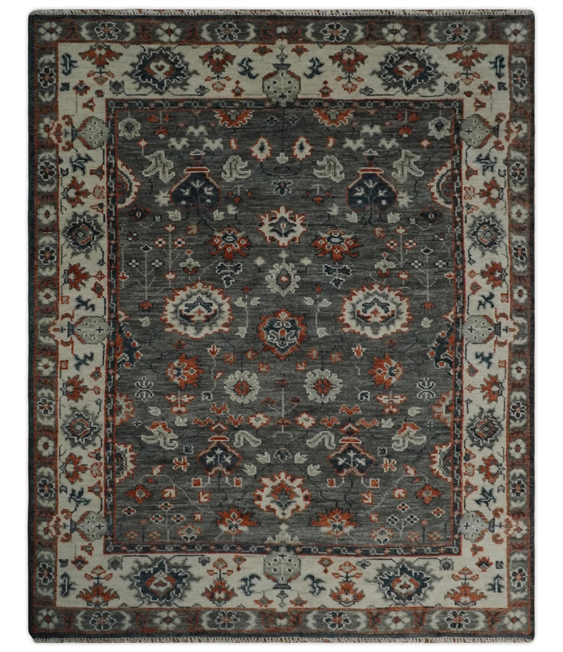 Gray and Beige 3x5, 4x6, 5x8, 6x9, 8x10, 9x12, 10x14 and 12x15 Hand Knotted Traditional Persian Oushak Wool Rug | TRDCP713 - The Rug Decor