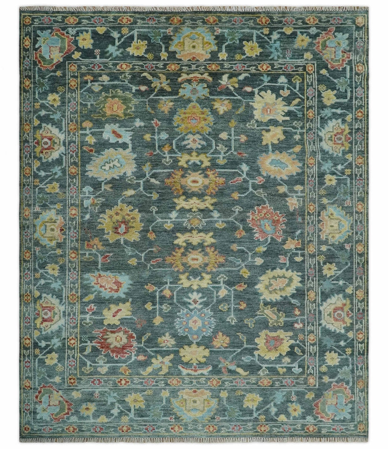 Gray and Beige Hand knotted Traditional Oushak 8x10 wool Area Rug - The Rug Decor