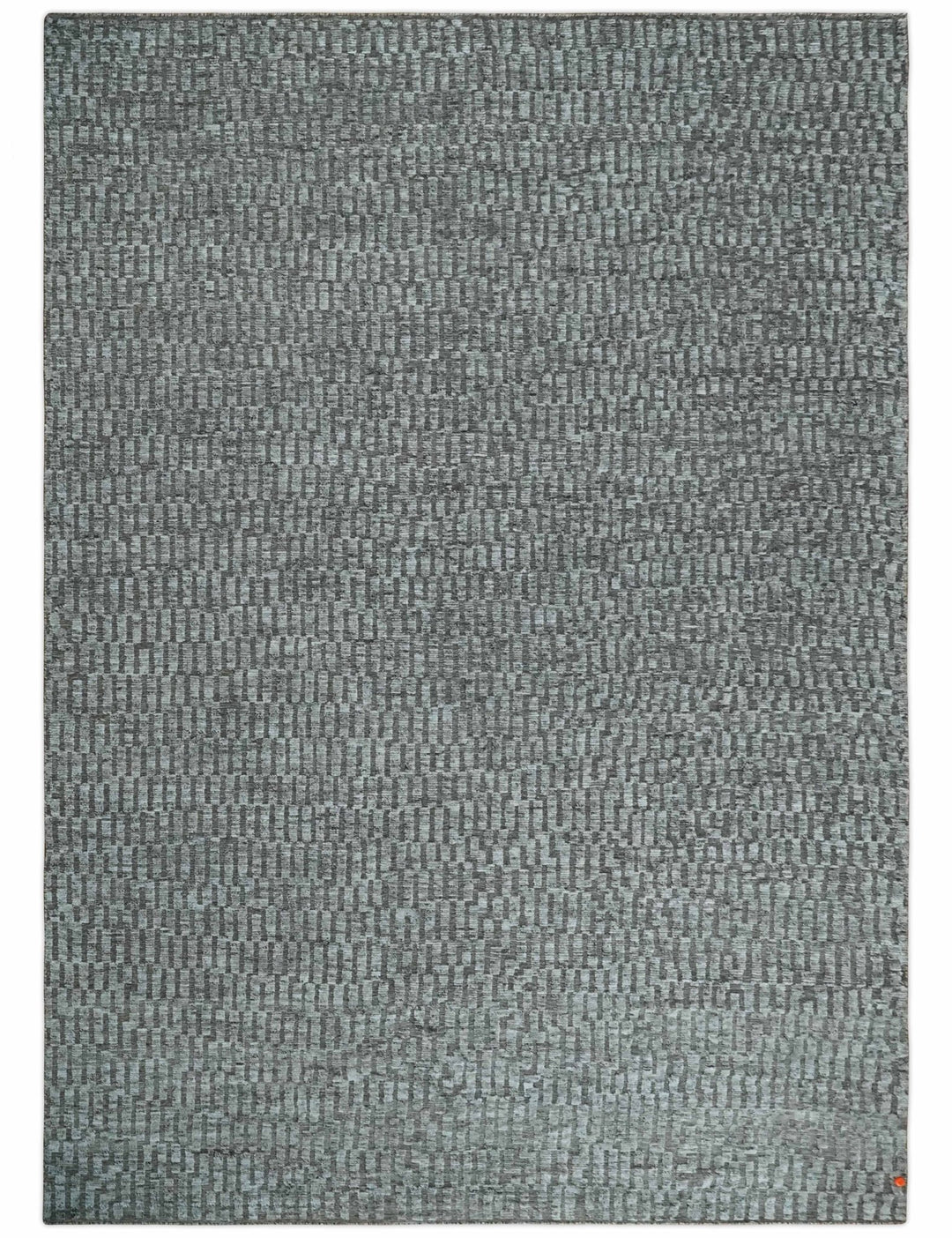 Gray and Charcoal Geometrical Bricks Design Hand carved Texture Hand Knotted 10x14 Wool and Silk Area Rug - The Rug Decor