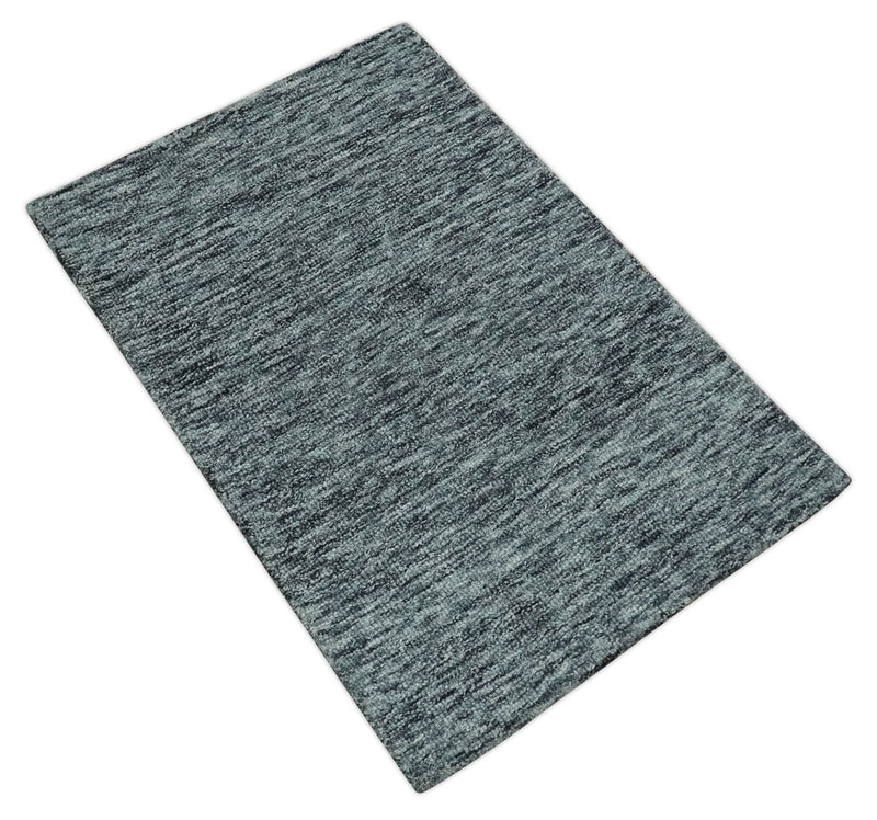 Gray and Charcoal Solid Shaded Hand Tufted 2x3, 3x5, 5x8, 6x9, 8x10 and 9x12 Natural Wool Area Rug | UL59 - The Rug Decor