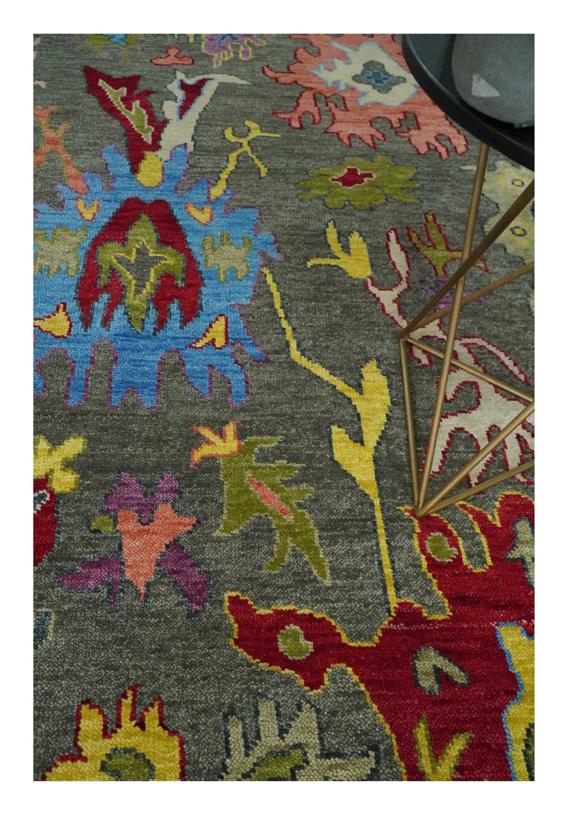 Gray and Olive 6x9, 8x10, 9x12, 10x14 and 12x15 Wool Traditional Persian Colorful Hand knotted Oushak Area Rug | TRDCP1050 - The Rug Decor