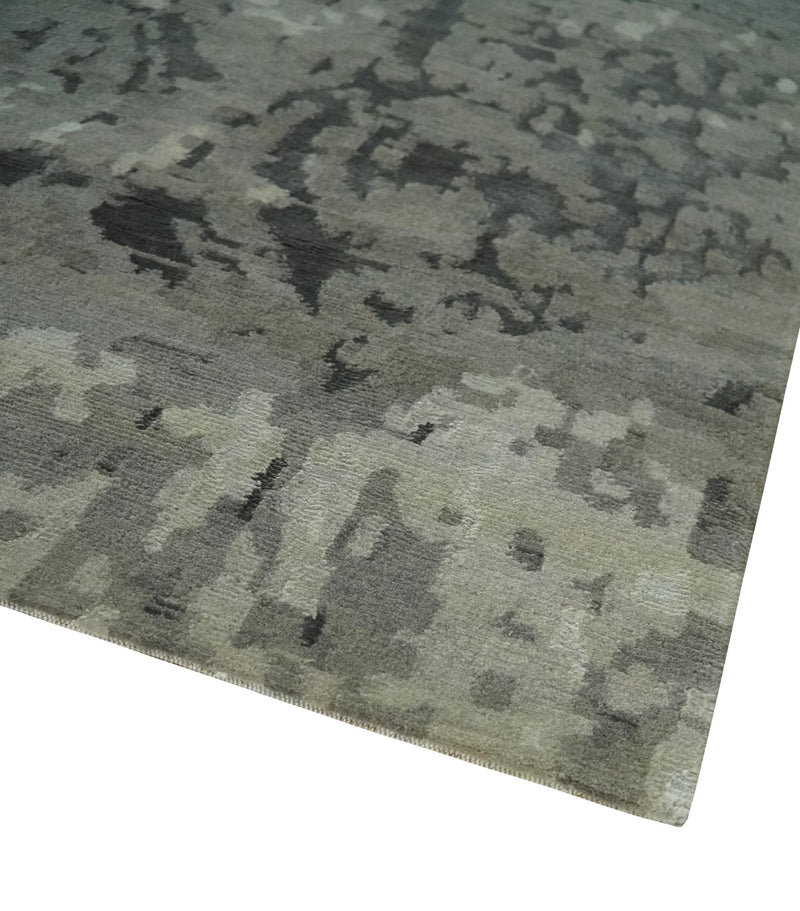Gray and Silver Modern Abstract Hand knotted 6x9 Wool and Art Silk Area Rug - The Rug Decor