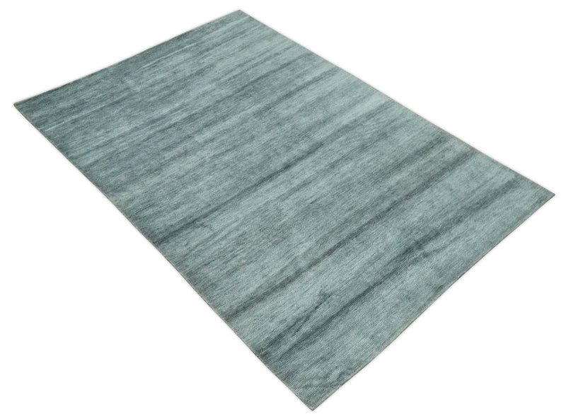 Gray and Silver Modern Abstract Hand Knotted 6x9 Wool and Viscose Area Rug - The Rug Decor