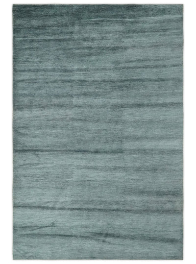 Gray and Silver Modern Abstract Hand Knotted 6x9 Wool and Viscose Area Rug - The Rug Decor