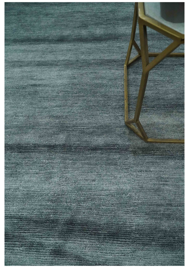 Gray and Silver Modern Abstract Hand Knotted 6x9 Wool and Viscose Area Rug - The Rug Decor