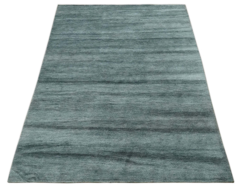 Gray and Silver Modern Abstract Hand Knotted 6x9 Wool and Viscose Area Rug - The Rug Decor