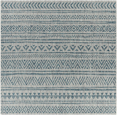 Gray And Teal Chevron Pattern Indoor And Outdoor Area Rug - The Rug Decor