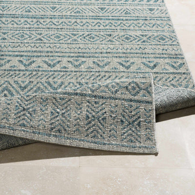Gray And Teal Chevron Pattern Indoor And Outdoor Area Rug - The Rug Decor