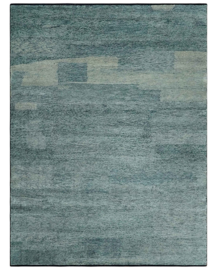 Gray, Beige and Silver contemporary Hand knotted 9x12 wool Area Rug - The Rug Decor