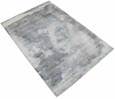 Gray, Brown and Ivory Handmade Area Rug Made With Fine Viscose - The Rug Decor