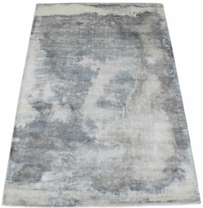 Gray, Brown and Ivory Handmade Area Rug Made With Fine Viscose - The Rug Decor