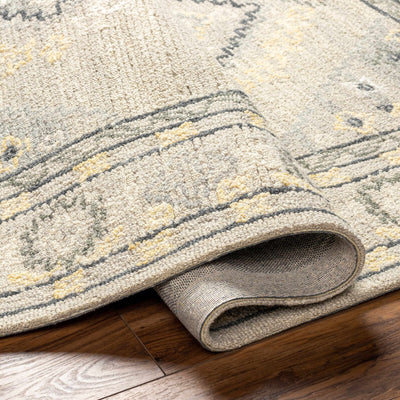 Gray, Gold and Charcoal Traditional Design Hand Tufted Wool Area Rug - The Rug Decor