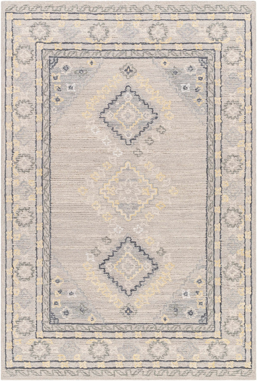 Gray, Gold and Charcoal Traditional Design Hand Tufted Wool Area Rug - The Rug Decor
