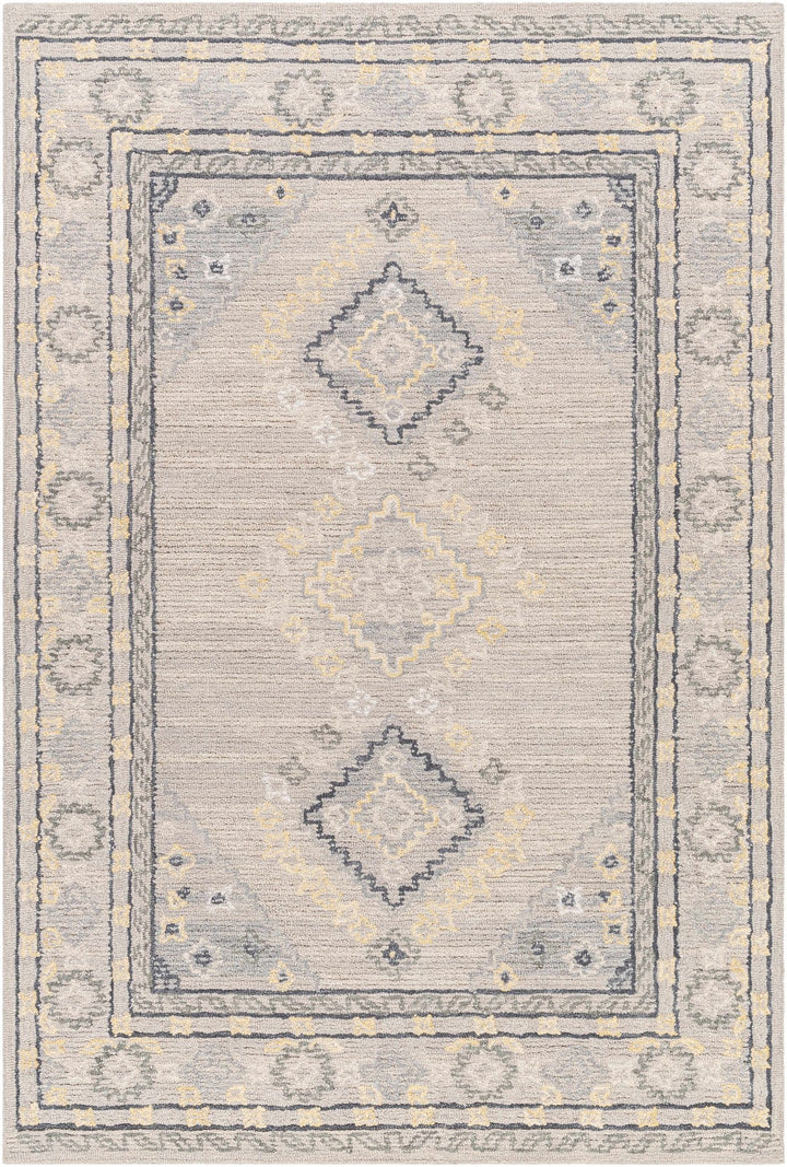 Gray, Gold and Charcoal Traditional Design Hand Tufted Wool Area Rug - The Rug Decor