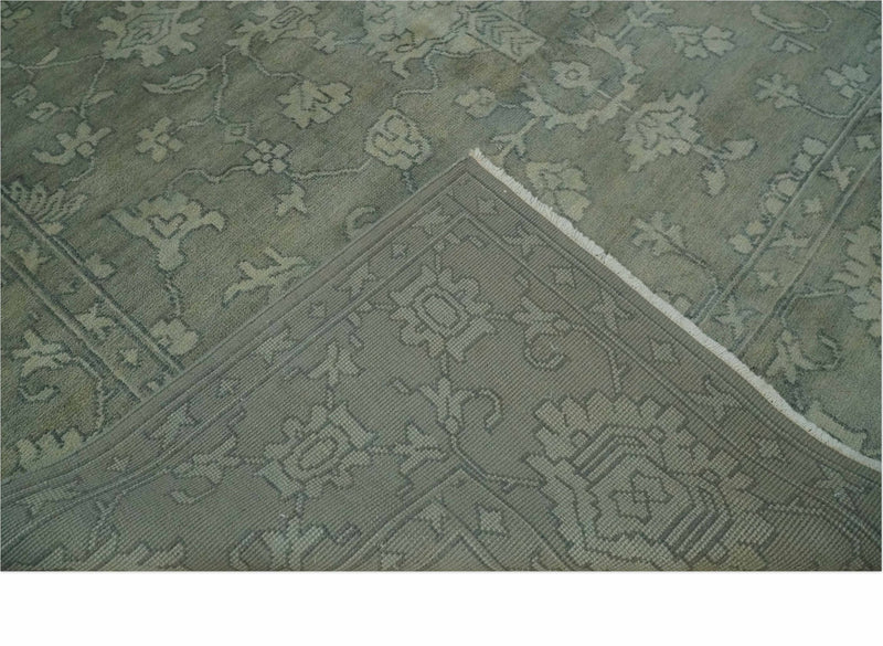 Gray, Silver and Charcoal Hand Knotted antique look Traditional Oushak 8x10 wool area Rug - The Rug Decor